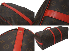 画像をギャラリービューアに読み込む, 極美品 LOUIS VUITTON ルイヴィトン キーポルバンドリエール50 ボストンバッグ M44740 ゴールド金具 ブラウン レッド 中古 4b001071