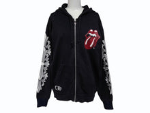 画像をギャラリービューアに読み込む, CHROME HEARTS クロムハーツ ジップアップパーカー フーディー サイズS リップアンドタン フローラルクロス ブラック 美品 中古 4b011058