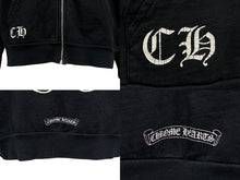画像をギャラリービューアに読み込む, CHROME HEARTS クロムハーツ ジップアップパーカー フーディー サイズS リップアンドタン フローラルクロス ブラック 美品 中古 4b011058