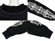 画像をギャラリービューアに読み込む, CHROME HEARTS クロムハーツ ジップアップパーカー フーディー サイズS リップアンドタン フローラルクロス ブラック 美品 中古 4b011058