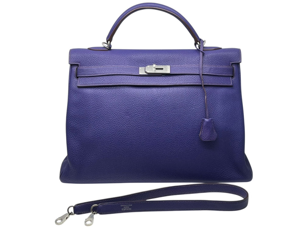 Like new HERMES Kelly 40 handbag, 2-way, Iris Togo leather, silver hardware. ◻N stamp, used item 4b011574