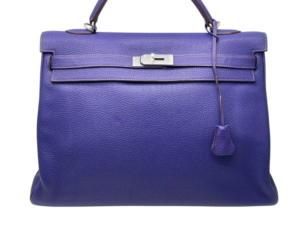 Like new HERMES Kelly 40 handbag, 2-way, Iris Togo leather, silver hardware. ◻N stamp, used item 4b011574