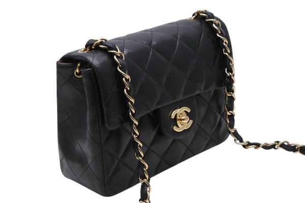 極美品 CHANEL シャネル ミニマトラッセ17 Sフラップ Sチェーンショルダーバッグ 8番台 ココマーク ラムスキン ブラック 中古 4b011617