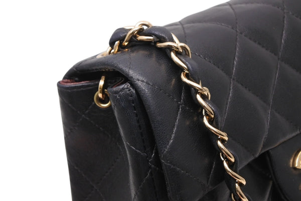 極美品 CHANEL シャネル ミニマトラッセ17 Sフラップ Sチェーンショルダーバッグ 8番台 ココマーク ラムスキン ブラック 中古 4b011617