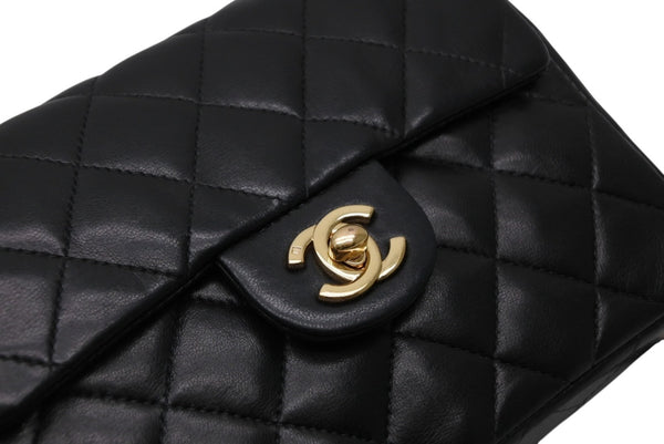 極美品 CHANEL シャネル ミニマトラッセ17 Sフラップ Sチェーンショルダーバッグ 8番台 ココマーク ラムスキン ブラック 中古 4b011617