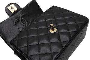 極美品 CHANEL シャネル ミニマトラッセ17 Sフラップ Sチェーンショルダーバッグ 8番台 ココマーク ラムスキン ブラック 中古 4b011617