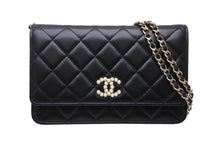 Load image into Gallery viewer, 新品同様 CHANEL シャネル チェーンショルダーウォレット 長財布 AP3807 ランダム番台 ココマーク ラムスキン ブラック 中古 4b011764