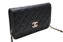 Load image into Gallery viewer, 新品同様 CHANEL シャネル チェーンショルダーウォレット 長財布 AP3807 ランダム番台 ココマーク ラムスキン ブラック 中古 4b011764