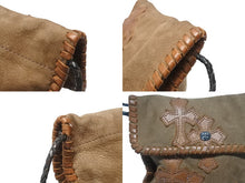 画像をギャラリービューアに読み込む, 極美品 CHROME HEARTS クロムハーツ スクエア クロスポシェット フリンジ ショルダーバッグ セメタリー クロスパッチ ブラウン 中古 4b006276