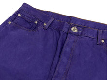 画像をギャラリービューアに読み込む, CHROME HEARTS クロムハーツ LEVI'S リーバイス デニムパンツ サイズ36 クロスボール パープル コットン シルバ−925 美品 中古 4c070831
