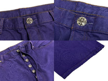 画像をギャラリービューアに読み込む, CHROME HEARTS クロムハーツ LEVI'S リーバイス デニムパンツ サイズ36 クロスボール パープル コットン シルバ−925 美品 中古 4c070831