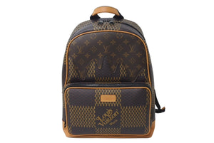 極美品 LOUIS VUITTON ルイヴィトン キャンパス バックパック N40380 モノグラム ダミエ ジャイアント LVスクエアード 中古 4c071182