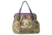 画像をギャラリービューアに読み込む, 極美品 CHANEL シャネル エンブロイダリー ハンドバッグ A92791 21番台 ココマーク グラフィティ がま口 カーキ 中古 4c071184