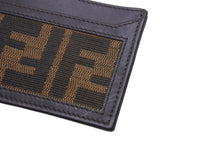 画像をギャラリービューアに読み込む, FENDI フェンディ カードケース ズッカ柄 FFロゴ AL61480 イタリア製 レザー キャンバス ブラウン ベージュ 美品 中古 4C071269