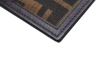 画像をギャラリービューアに読み込む, FENDI フェンディ カードケース ズッカ柄 FFロゴ AL61480 イタリア製 レザー キャンバス ブラウン ベージュ 美品 中古 4C071269