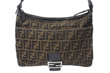 画像をギャラリービューアに読み込む, FENDI フェンディ ズッカ柄 ショルダーバッグ キャンバス レザー ブラウン シルバー金具 美品 中古 4c076004