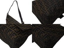 画像をギャラリービューアに読み込む, FENDI フェンディ ズッカ柄 ショルダーバッグ キャンバス レザー ブラウン シルバー金具 美品 中古 4c076004