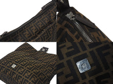 画像をギャラリービューアに読み込む, FENDI フェンディ ズッカ柄 ショルダーバッグ キャンバス レザー ブラウン シルバー金具 美品 中古 4c076004