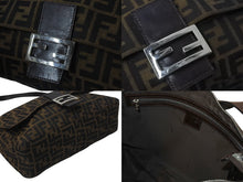 画像をギャラリービューアに読み込む, FENDI フェンディ ズッカ柄 ショルダーバッグ キャンバス レザー ブラウン シルバー金具 美品 中古 4c076004