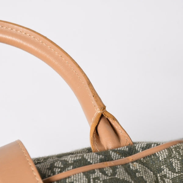 Very Good Condition CHRISTIAN DIOR Trotter Pattern Double Saddle Bag MA-0091 Khaki Beige Gold Hardware Used 4a008410