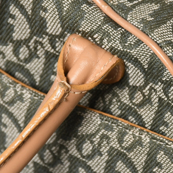 Very Good Condition CHRISTIAN DIOR Trotter Pattern Double Saddle Bag MA-0091 Khaki Beige Gold Hardware Used 4a008410