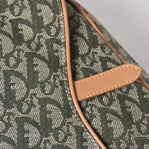 Very Good Condition CHRISTIAN DIOR Trotter Pattern Double Saddle Bag MA-0091 Khaki Beige Gold Hardware Used 4a008410