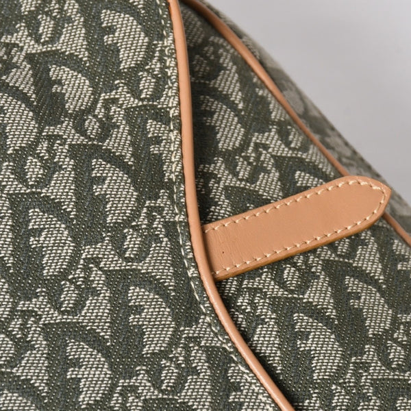 Very Good Condition CHRISTIAN DIOR Trotter Pattern Double Saddle Bag MA-0091 Khaki Beige Gold Hardware Used 4a008410