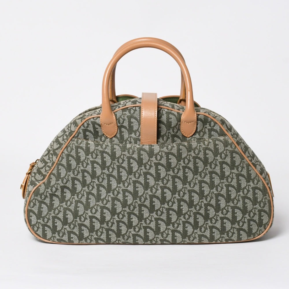 極美品 CHRISTIAN DIOR クリスチャンディオール トロッター柄ダブルサドルバッグ MA-0091 カーキ ベージュ ゴールド金具 中古 4a008410