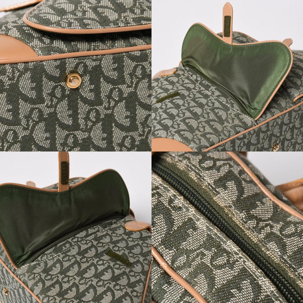 Very Good Condition CHRISTIAN DIOR Trotter Pattern Double Saddle Bag MA-0091 Khaki Beige Gold Hardware Used 4a008410