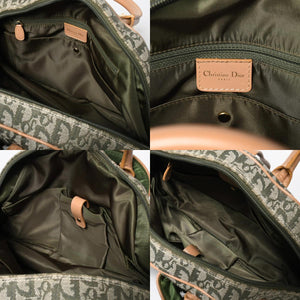 Very Good Condition CHRISTIAN DIOR Trotter Pattern Double Saddle Bag MA-0091 Khaki Beige Gold Hardware Used 4a008410