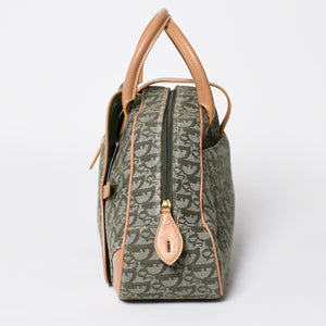 Very Good Condition CHRISTIAN DIOR Trotter Pattern Double Saddle Bag MA-0091 Khaki Beige Gold Hardware Used 4a008410