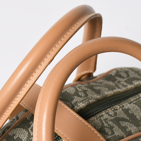 Very Good Condition CHRISTIAN DIOR Trotter Pattern Double Saddle Bag MA-0091 Khaki Beige Gold Hardware Used 4a008410
