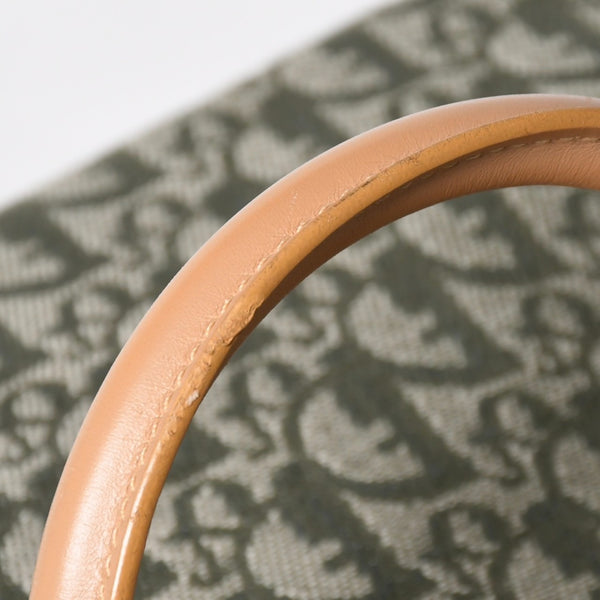 Very Good Condition CHRISTIAN DIOR Trotter Pattern Double Saddle Bag MA-0091 Khaki Beige Gold Hardware Used 4a008410