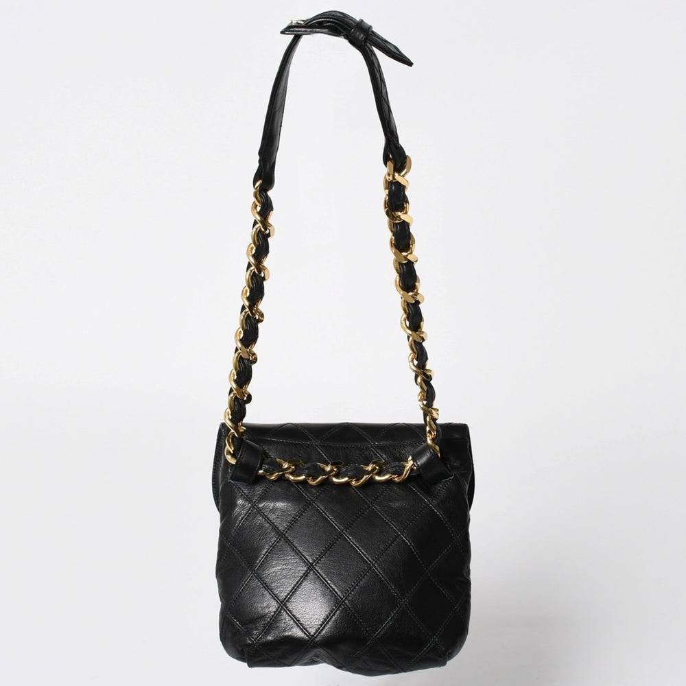 CHANEL シャネル ビコローレ ベルトポーチ ウエストポーチ ココマーク ラムスキン ブラック ゴールド金具 美品 中古 4a008879