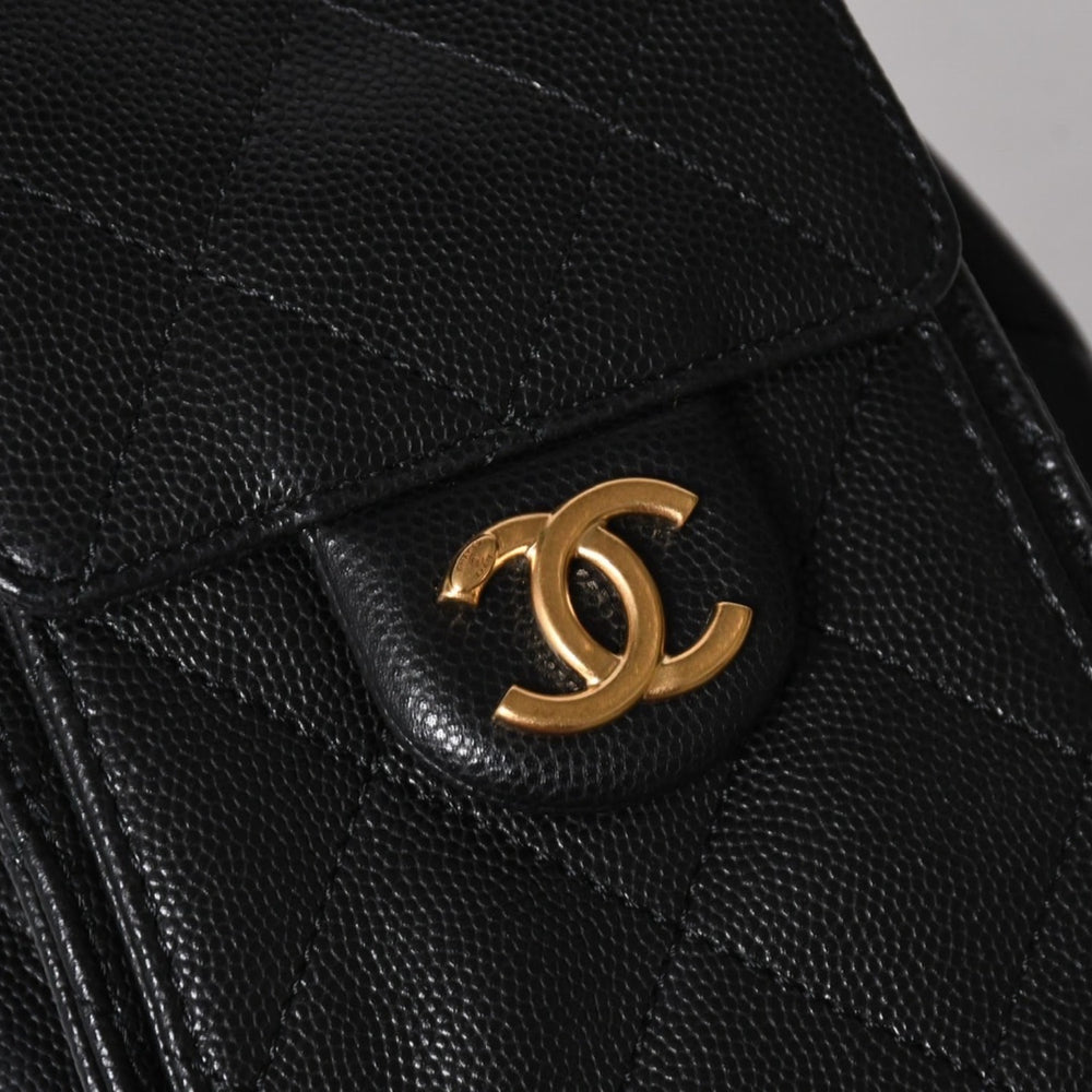New and unused CHANEL CHANEL25 mini chain shoulder bag random number caviar skin black gold hardware used 4a008930