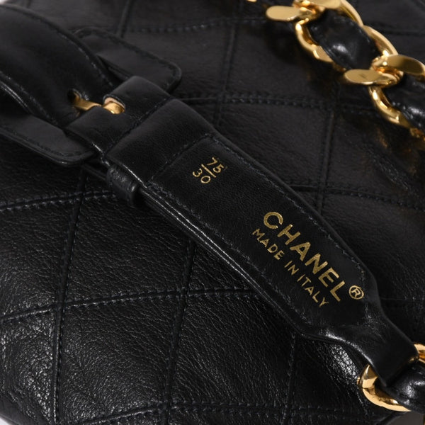CHANEL シャネル ビコローレ ベルトポーチ ウエストポーチ ココマーク ラムスキン ブラック ゴールド金具 美品 中古 4a008879
