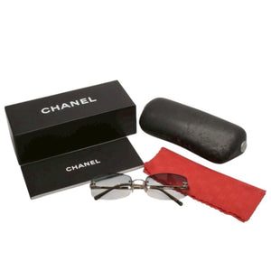 CHANEL Half Rim Sunglasses Eyewear 4093-B c.124/7B Size 56□16 130 Coco Mark Rhinestone Good Condition Used 4a000123