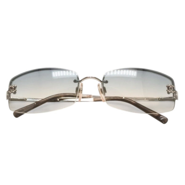 CHANEL Half Rim Sunglasses Eyewear 4093-B c.124/7B Size 56□16 130 Coco Mark Rhinestone Good Condition Used 4a000123