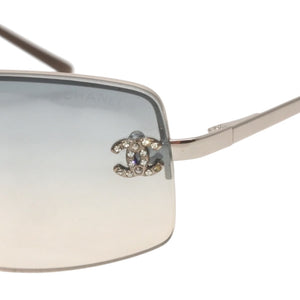 CHANEL Half Rim Sunglasses Eyewear 4093-B c.124/7B Size 56□16 130 Coco Mark Rhinestone Good Condition Used 4a000123