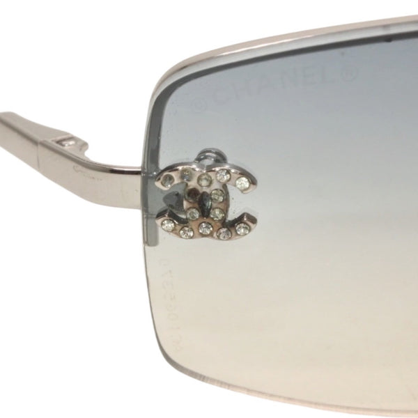 CHANEL Half Rim Sunglasses Eyewear 4093-B c.124/7B Size 56□16 130 Coco Mark Rhinestone Good Condition Used 4a000123