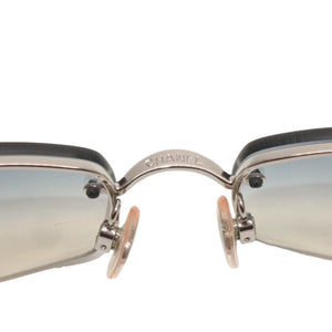 CHANEL Half Rim Sunglasses Eyewear 4093-B c.124/7B Size 56□16 130 Coco Mark Rhinestone Good Condition Used 4a000123