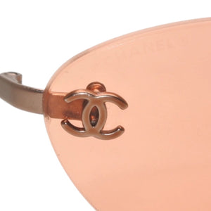 CHANEL シャネル リムレス サングラス アイウェア 4003 c.116/74 サイズ53□19 130 ココマーク オレンジ 美品 中古 4a000073