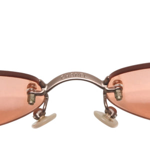CHANEL シャネル リムレス サングラス アイウェア 4003 c.116/74 サイズ53□19 130 ココマーク オレンジ 美品 中古 4a000073