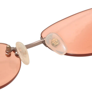 CHANEL シャネル リムレス サングラス アイウェア 4003 c.116/74 サイズ53□19 130 ココマーク オレンジ 美品 中古 4a000073
