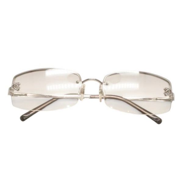 CHANEL Half Rim Sunglasses Eyewear 4093-B c.124/6I Size 56□16 130 Coco Mark Rhinestone Good Condition Used 4a000004