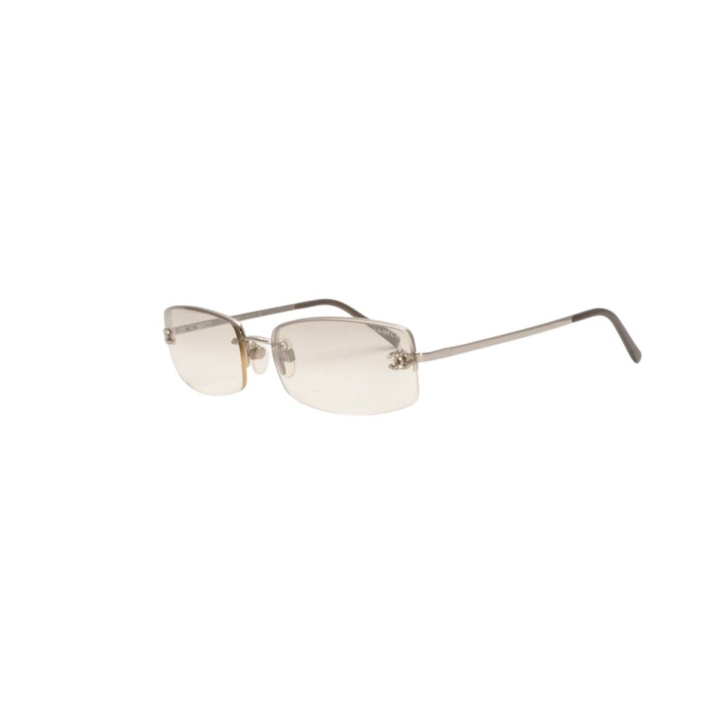 CHANEL Half Rim Sunglasses Eyewear 4093-B c.124/6I Size 56□16 130 Coco Mark Rhinestone Good Condition Used 4a000004