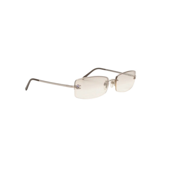 CHANEL Half Rim Sunglasses Eyewear 4093-B c.124/6I Size 56□16 130 Coco Mark Rhinestone Good Condition Used 4a000004