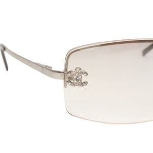 CHANEL Half Rim Sunglasses Eyewear 4093-B c.124/6I Size 56□16 130 Coco Mark Rhinestone Good Condition Used 4a000004