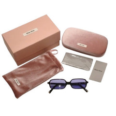 新品未使用品 Miu Miu ミュウミュウ Eyewear サングラス ブラック パープルティントレンズ 16K010 中古 4a000009
