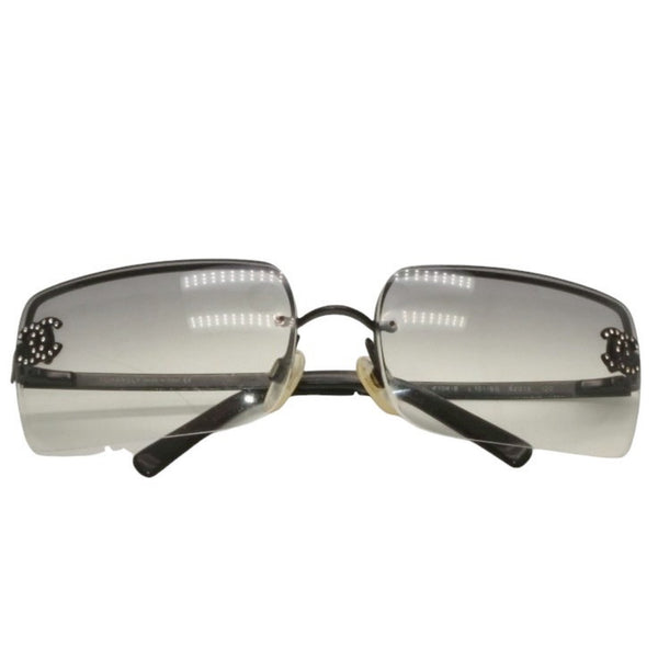 CHANEL Rimless Sunglasses Eyewear 4104 c.101/8G Coco Mark Black Good Condition Used 4a000015